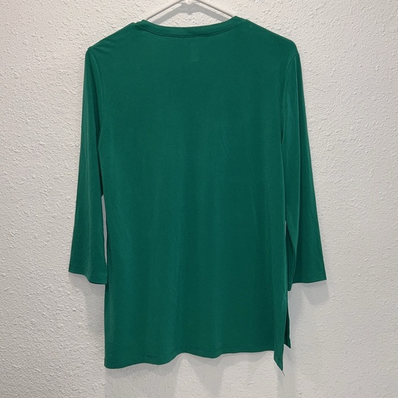 Ellen Tracy green gold zipper 3/4th sleeve blouse top for women - Picture 6 of 9